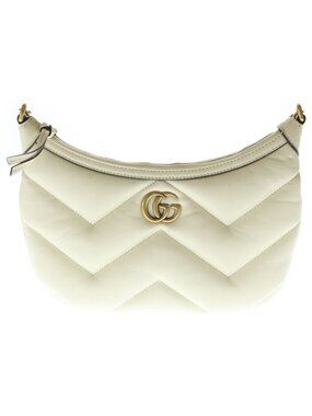 Gucci GG Marmont Small Shoulder Bag White Leather Gold